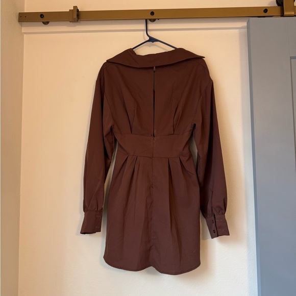 Goodnight Macaroon Chocolate Brown Lace Up Shirt Dress - Picture 7 of 8